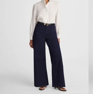 NWT Madewell Navy Curvy Wide Leg in Twill 30